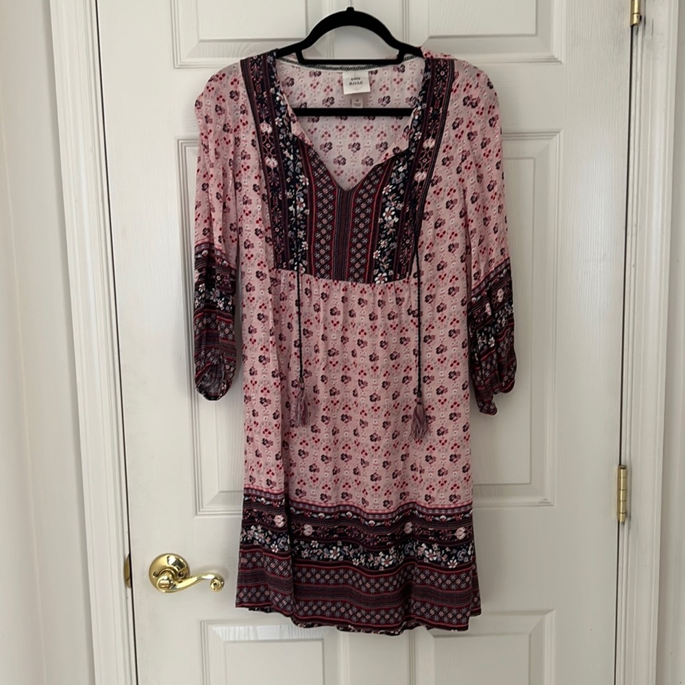 Knox Rose pink floral print midi dress size medium